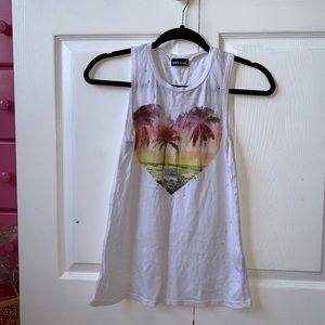Sleeveless white heart tee
